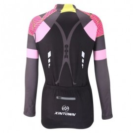 XINTOWN Long Sleeve Quick-dry Zipper Color Printed Cycling Jersey for Women (MULTI)