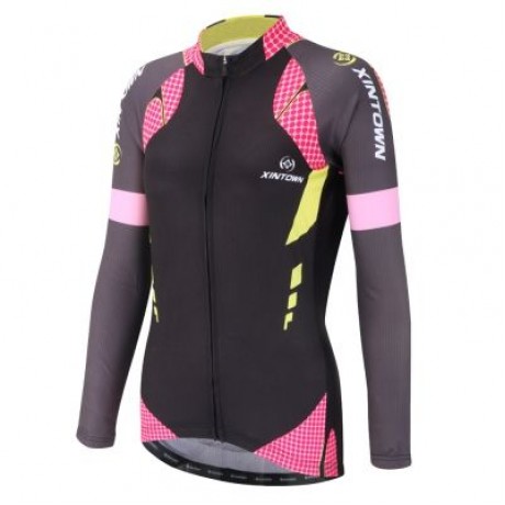 XINTOWN Long Sleeve Quick-dry Zipper Color Printed Cycling Jersey for Women (MULTI)