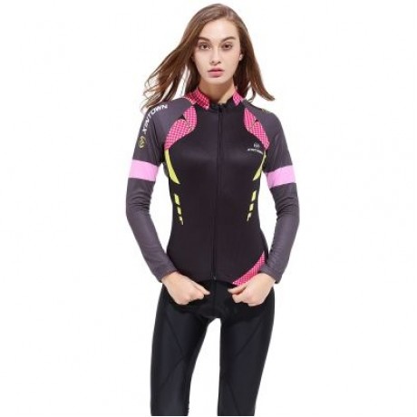 XINTOWN Long Sleeve Quick-dry Zipper Color Printed Cycling Jersey for Women (MULTI)