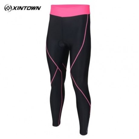 XINTOWN Quick-dry Zipper Cycling Tights Pants with Cushion for Women (CARNATION PINK)