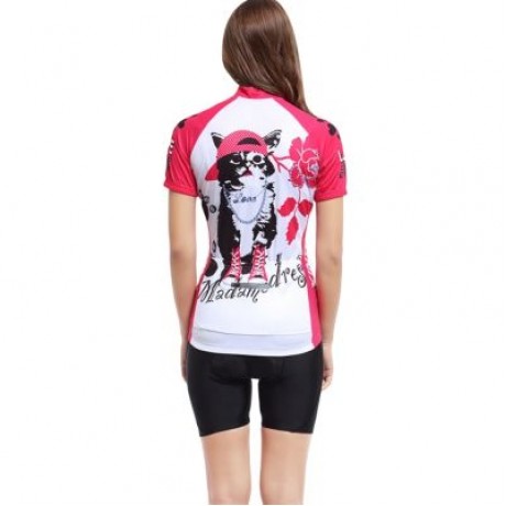 XINTOWN Short Sleeve Quick-dry Zipper Color Printed Cycling Jersey for Women (MULTI)