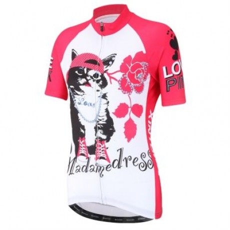 XINTOWN Short Sleeve Quick-dry Zipper Color Printed Cycling Jersey for Women (MULTI)