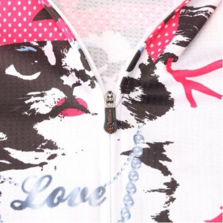 XINTOWN Short Sleeve Quick-dry Zipper Color Printed Cycling Jersey for Women (MULTI)