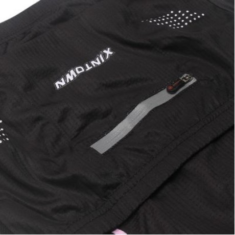 XINTOWN1 Short Sleeve Quick-dry Zipper Color Printed Cycling Jersey for Women (BLACK)