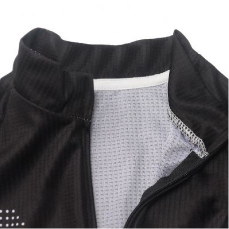 XINTOWN1 Short Sleeve Quick-dry Zipper Color Printed Cycling Jersey for Women (BLACK)