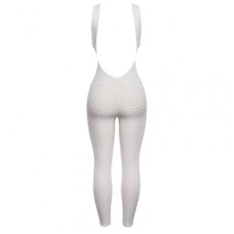 Scoop Neck Sleeveless Backless Bodycon Jumpsuit Women Yoga Clothes  (MILK WHITE)