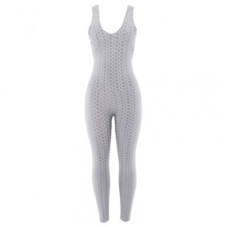 Scoop Neck Sleeveless Backless Bodycon Jumpsuit Women Yoga Clothes  (PLATINUM)