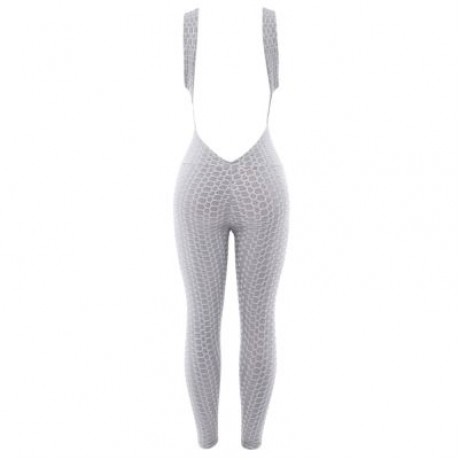 Scoop Neck Sleeveless Backless Bodycon Jumpsuit Women Yoga Clothes  (PLATINUM)