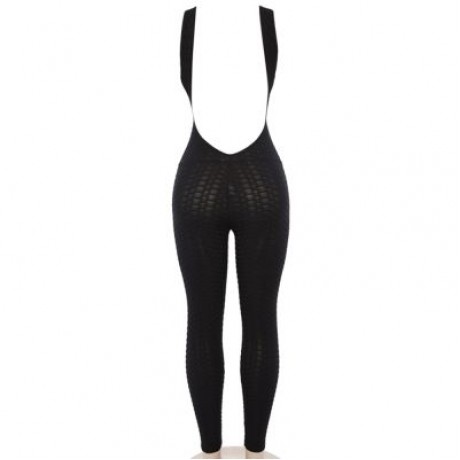 Scoop Neck Sleeveless Backless Bodycon Jumpsuit Women Yoga Clothes  (BLACK)