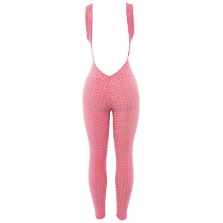 Scoop Neck Sleeveless Backless Bodycon Jumpsuit Women Yoga Clothes  (LIGHT PINK)