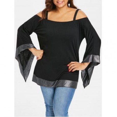 Plus Size Bell Sleeve Tunic Top (BLACK)