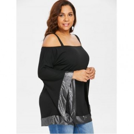 Plus Size Bell Sleeve Tunic Top (BLACK)