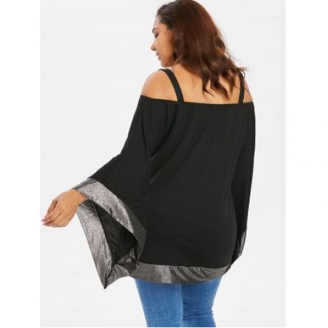 Plus Size Bell Sleeve Tunic Top (BLACK)
