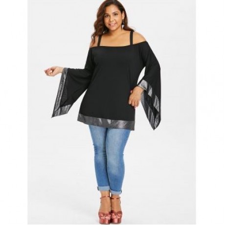 Plus Size Bell Sleeve Tunic Top (BLACK)