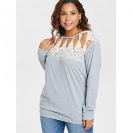 Plus Size Crochet Color Block Sweatshirt (GRAY CLOUD)