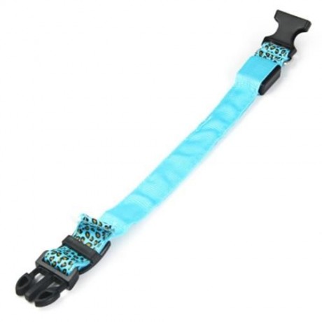 LEOPARD PRINT LED COLLAR LUMINOUS PUPPY NECKLACE PET DECORATIVE PROPS (BLUE)