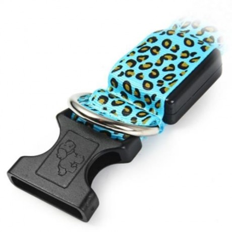 LEOPARD PRINT LED COLLAR LUMINOUS PUPPY NECKLACE PET DECORATIVE PROPS (BLUE)