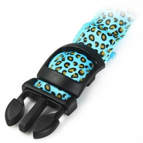 LEOPARD PRINT LED COLLAR LUMINOUS PUPPY NECKLACE PET DECORATIVE PROPS (BLUE)
