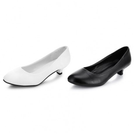 Business Work Matte Coating Low Heel Pumps Women Office Interview Shoes (WHITE)