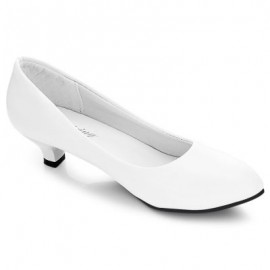 Business Work Matte Coating Low Heel Pumps Women Office Interview Shoes (WHITE)