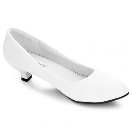 Business Work Matte Coating Low Heel Pumps Women Office Interview Shoes (WHITE)