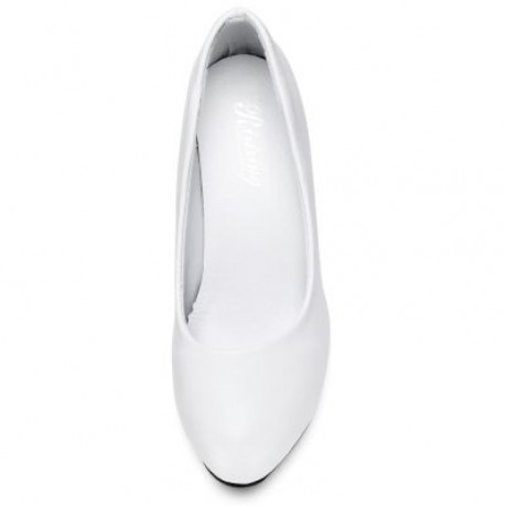Business Work Matte Coating Low Heel Pumps Women Office Interview Shoes (WHITE)