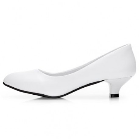 Business Work Matte Coating Low Heel Pumps Women Office Interview Shoes (WHITE)