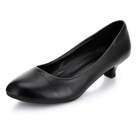 Business Work Matte Coating Low Heel Pumps Women Office Interview Shoes (BLACK)
