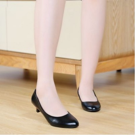 Business Work Matte Coating Low Heel Pumps Women Office Interview Shoes (BLACK)