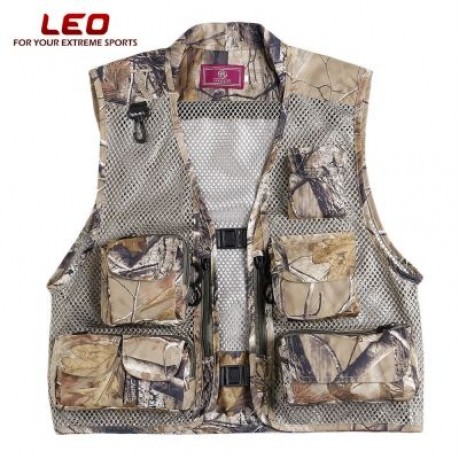 LEO 27913 - FC Outdoor Fishing Hunting Mesh Vest with Multiple Pockets (KHAKI)