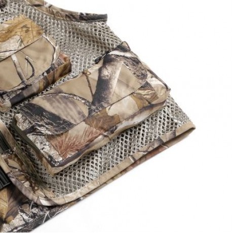 LEO 27913 - FC Outdoor Fishing Hunting Mesh Vest with Multiple Pockets (KHAKI)