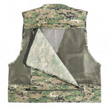 LEO 27913 - DC Outdoor Fishing Hunting Mesh Vest with Multiple Pockets (WOODLAND CAMOUFLAG