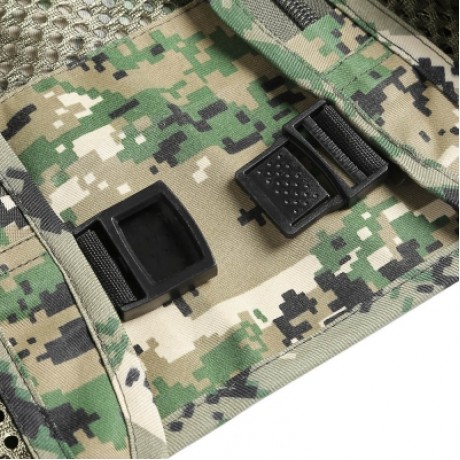 LEO 27913 - DC Outdoor Fishing Hunting Mesh Vest with Multiple Pockets (WOODLAND CAMOUFLAG