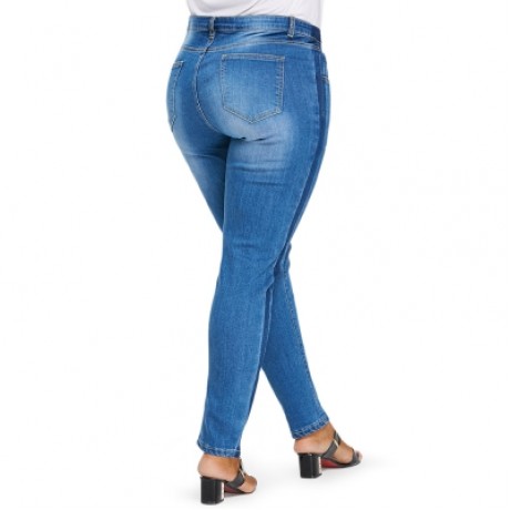 Plus Size Tight Denim Pants (DENIM BLUE)