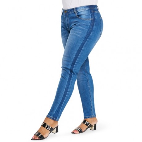 Plus Size Tight Denim Pants (DENIM BLUE)