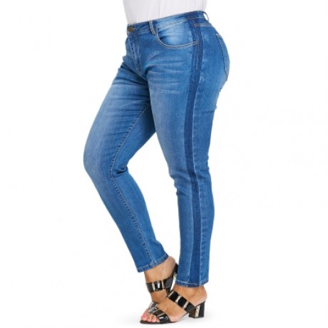 Plus Size Tight Denim Pants (DENIM BLUE)