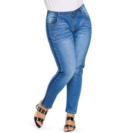 Plus Size Tight Denim Pants (DENIM BLUE)