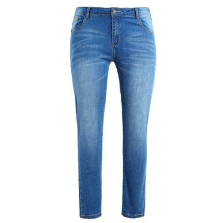 Plus Size Tight Denim Pants (DENIM BLUE)