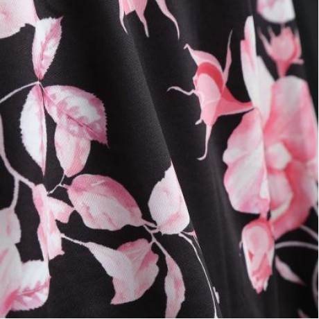 Off The Shoulder Spaghetti Strap Cut Out Floral Print Plus Size Women Blouse (BLACK)