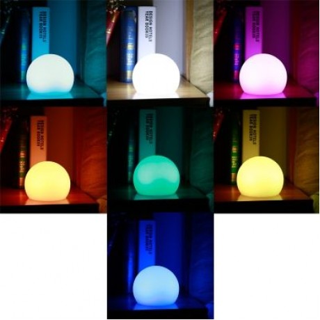 USB Rechargeable LED Ball Shape Night Light with Remote Control for Bedroom (WHITE)