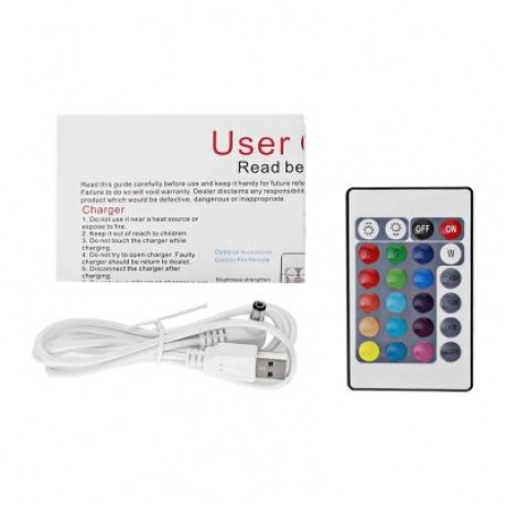 USB Rechargeable LED Ball Shape Night Light with Remote Control for Bedroom (WHITE)