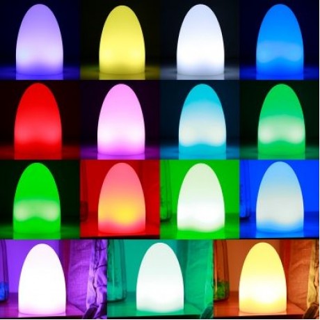 USB Rechargeable LED Egg Shape Night Light with Remote Control for Bedroom (WHITE)