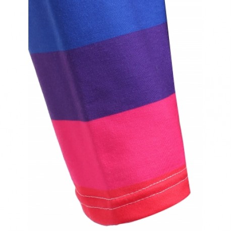 Plus Size Color Block Sleeve Drawstring Hoodie  (BLACK)