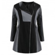 Plus Size Two Tone Zip Coat (GRAY)