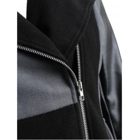 Plus Size Two Tone Zip Coat (GRAY)