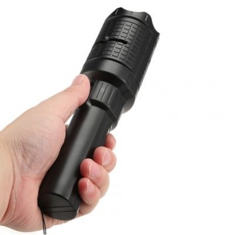 Handheld LED Flashlight Projection Lamp with 4 Slide Cards (BLACK)