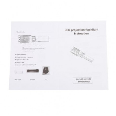 Handheld LED Flashlight Projection Lamp with 4 Slide Cards (BLACK)
