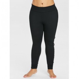 Plus Size Mesh Insert Leggings (BLACK)