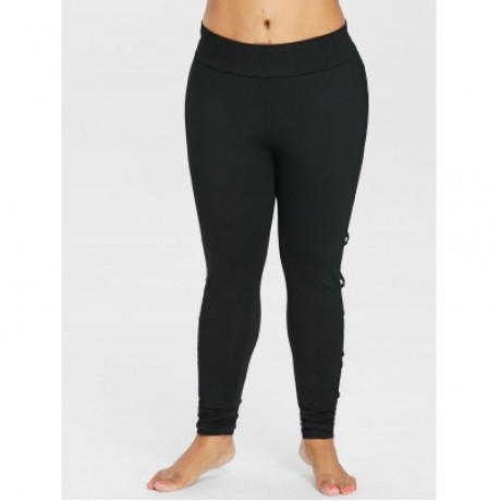 Plus Size Mesh Insert Leggings (BLACK)