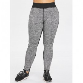 Plus Size Color Block Sports Leggings (GRAY)